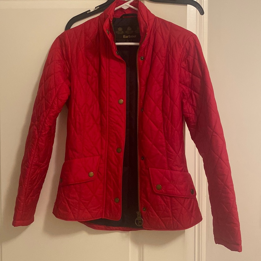 Barbour New without tags, red Cavalry quilted jacket, US size 2, UK size 6